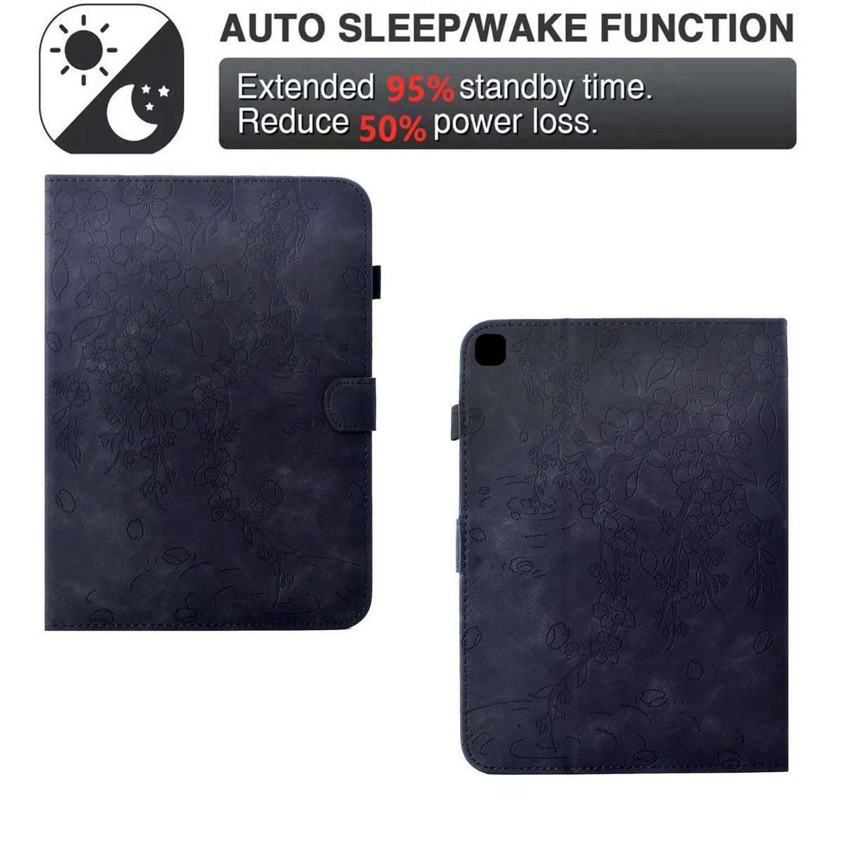 For iPad 10.2 2021 / 10.5 2019 Plum Blossom Embossed Smart Leather Tablet Case(Black)