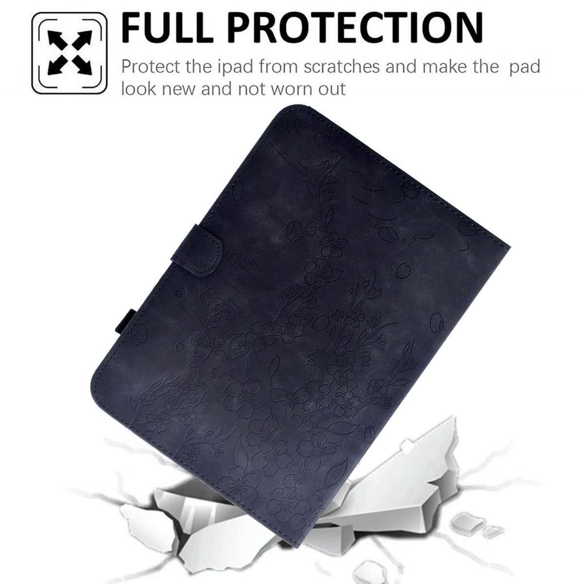 For iPad 10.2 2021 / 10.5 2019 Plum Blossom Embossed Smart Leather Tablet Case(Black)