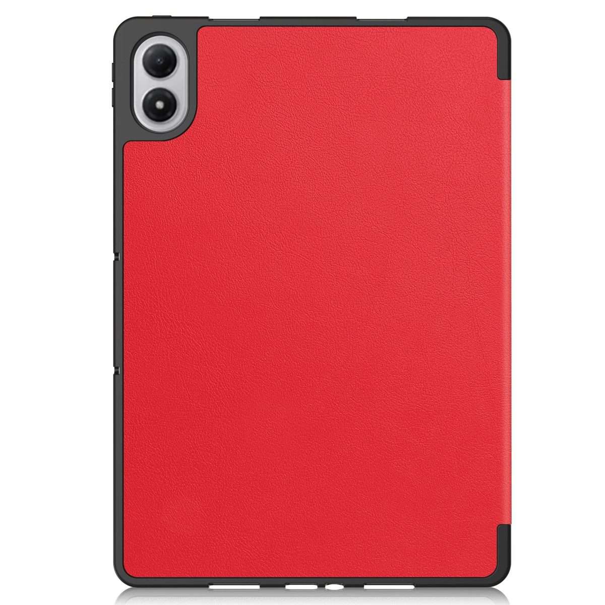 For Xiaomi Redmi Pad 2 Pro Custer TPU Pure Color 3-Fold Holder Smart Leather Tablet Case ... (Red)