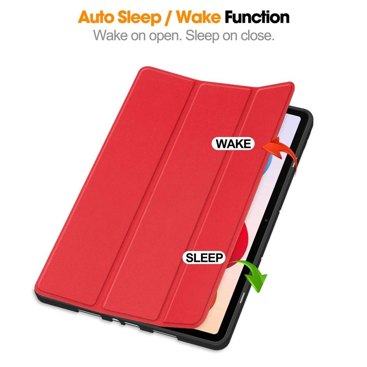 For Xiaomi Redmi Pad 2 Pro Custer TPU Pure Color 3-Fold Holder Smart Leather Tablet Case ... (Red)
