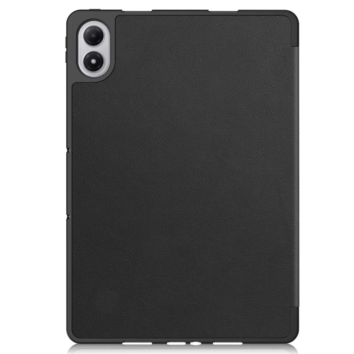 For Xiaomi Redmi Pad 2 Pro Custer TPU Pure Color 3-Fold Holder Smart Leather Tablet Ca ... (Black)