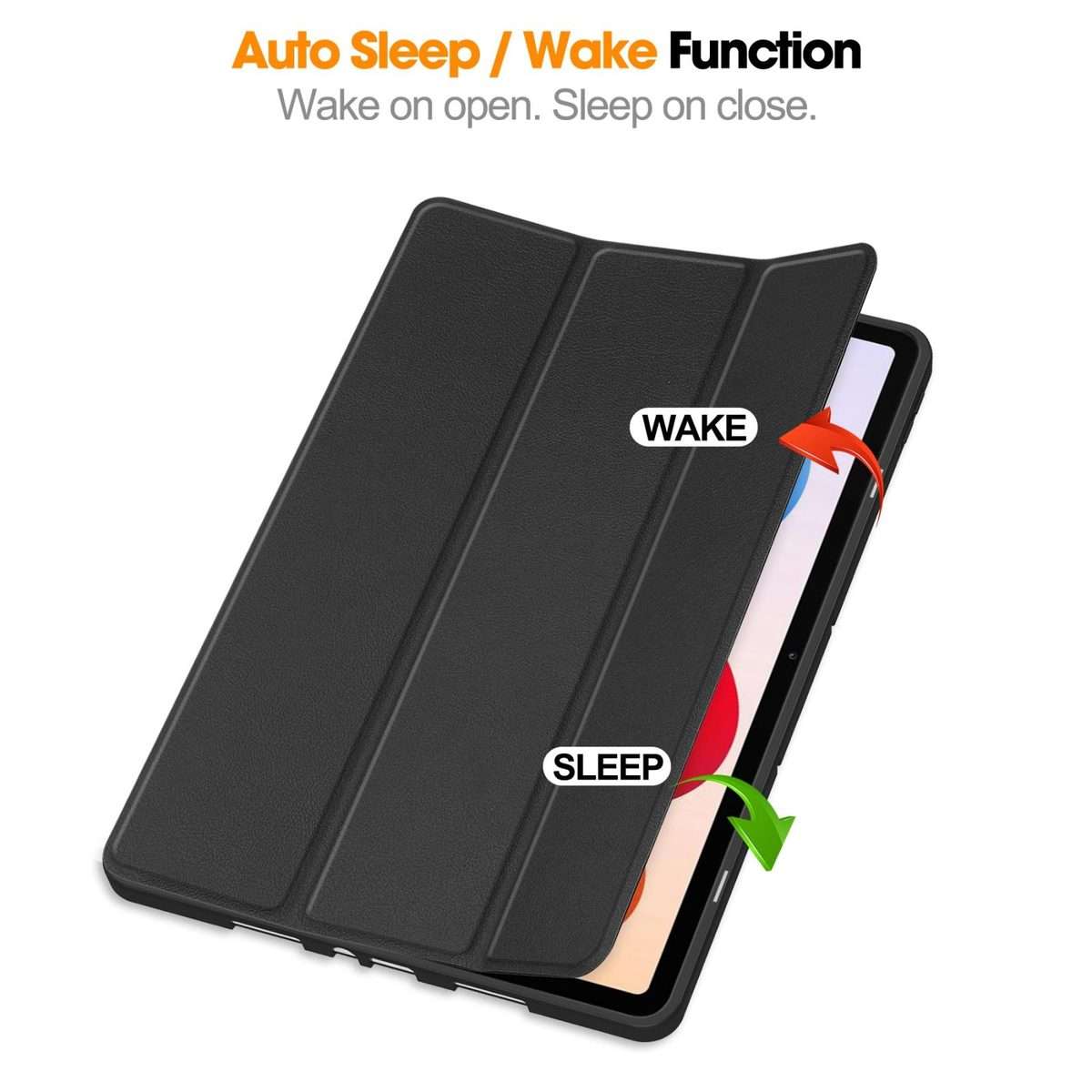 For Xiaomi Redmi Pad 2 Pro Custer TPU Pure Color 3-Fold Holder Smart Leather Tablet Ca ... (Black)