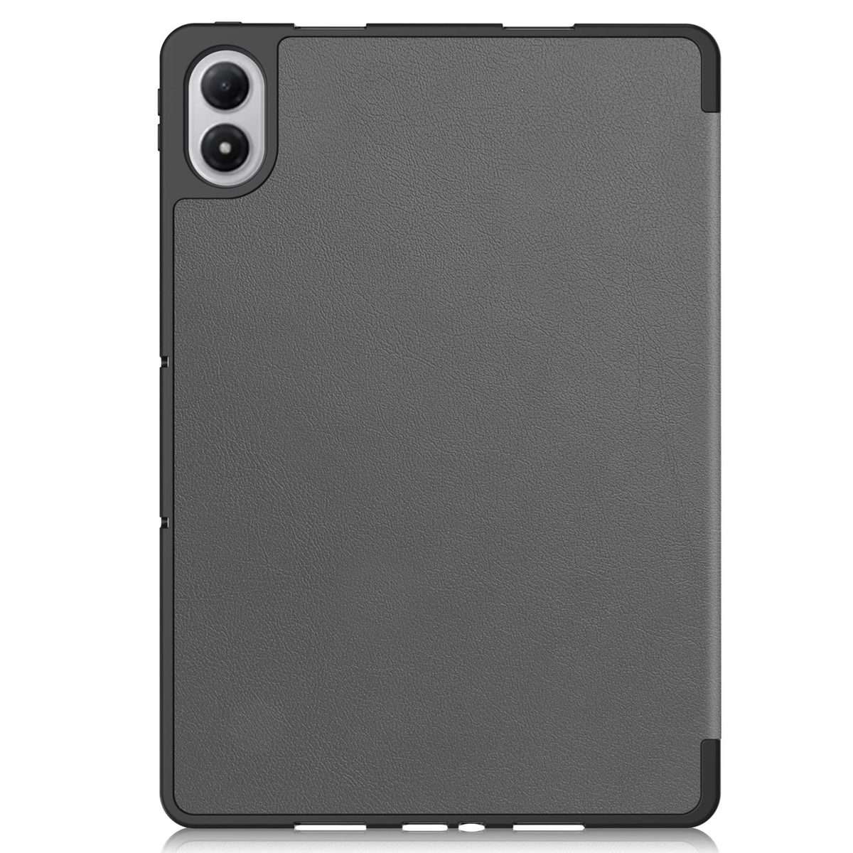 For Xiaomi Redmi Pad 2 Pro Custer TPU Pure Color 3-Fold Holder Smart Leather Tablet Cas ... (Grey)