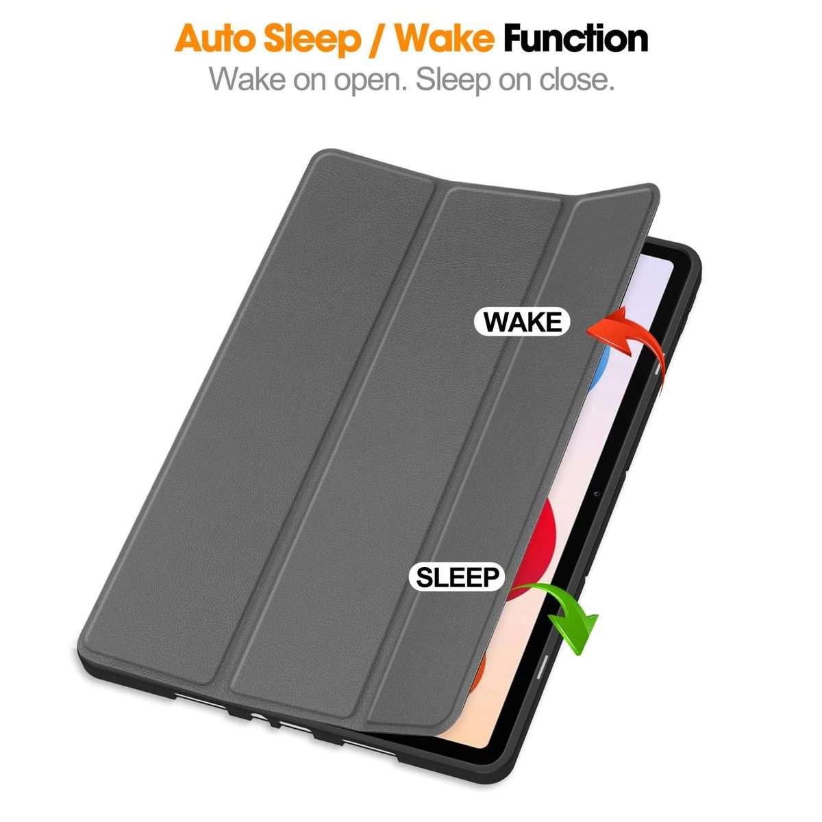 For Xiaomi Redmi Pad 2 Pro Custer TPU Pure Color 3-Fold Holder Smart Leather Tablet Cas ... (Grey)