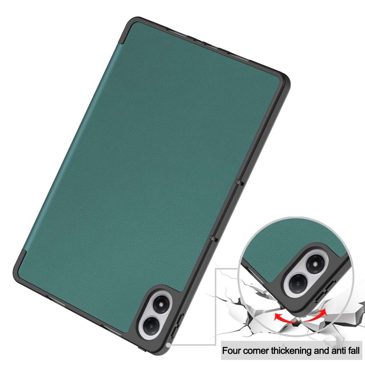 For Xiaomi Redmi Pad 2 Pro Custer TPU Pure Color 3-Fold Holder Smart Leather Tabl ... (Dark Green)
