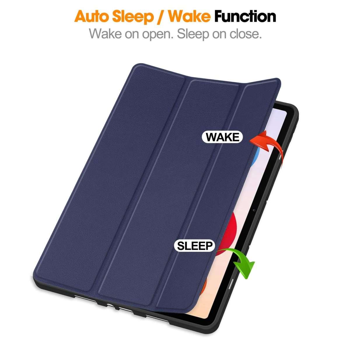 For Xiaomi Redmi Pad 2 Pro Custer TPU Pure Color 3-Fold Holder Smart Leather Table ... (Dark Blue)