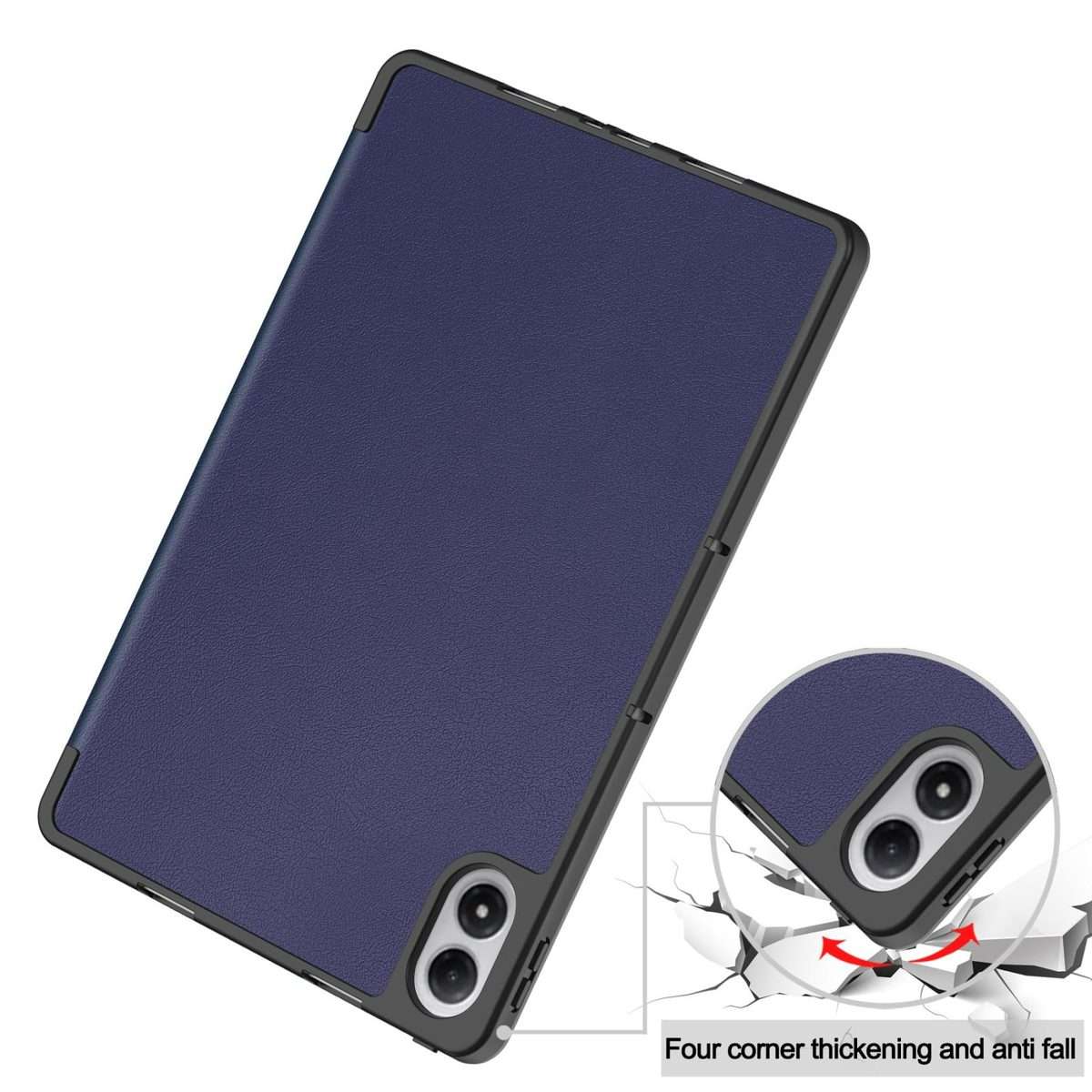 For Xiaomi Redmi Pad 2 Pro Custer TPU Pure Color 3-Fold Holder Smart Leather Table ... (Dark Blue)