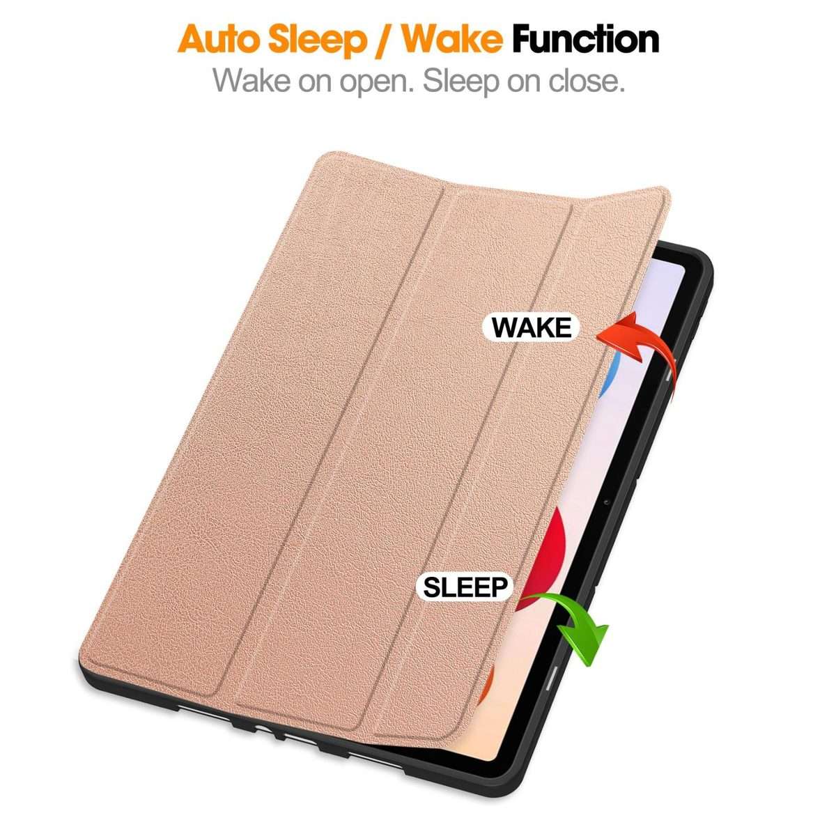 For Xiaomi Redmi Pad 2 Pro Custer TPU Pure Color 3-Fold Holder Smart Leather Table ... (Rose Gold)