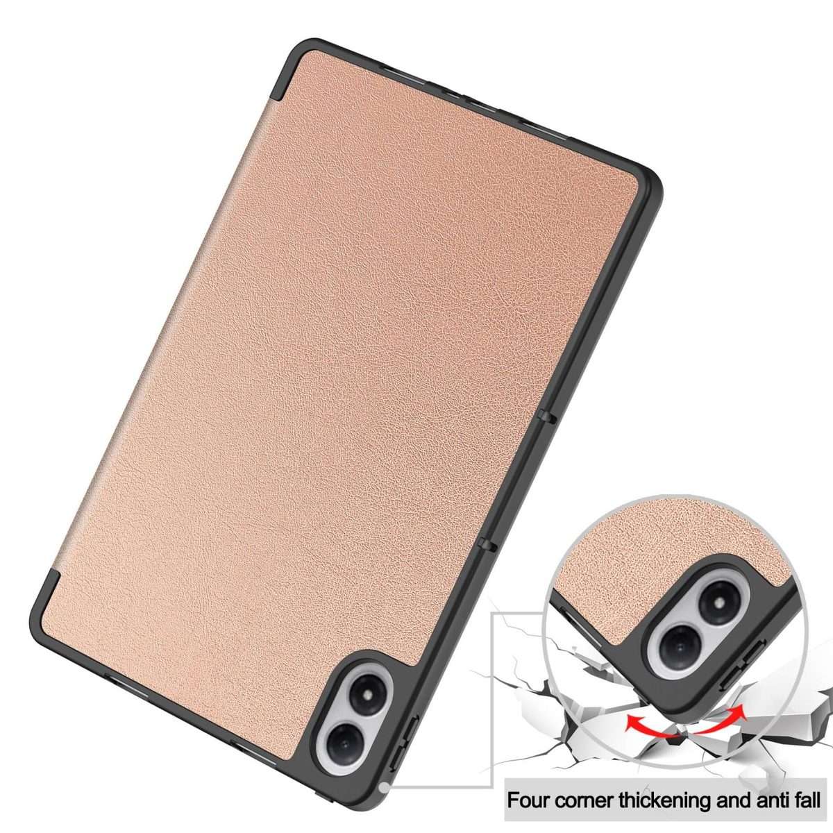 For Xiaomi Redmi Pad 2 Pro Custer TPU Pure Color 3-Fold Holder Smart Leather Table ... (Rose Gold)