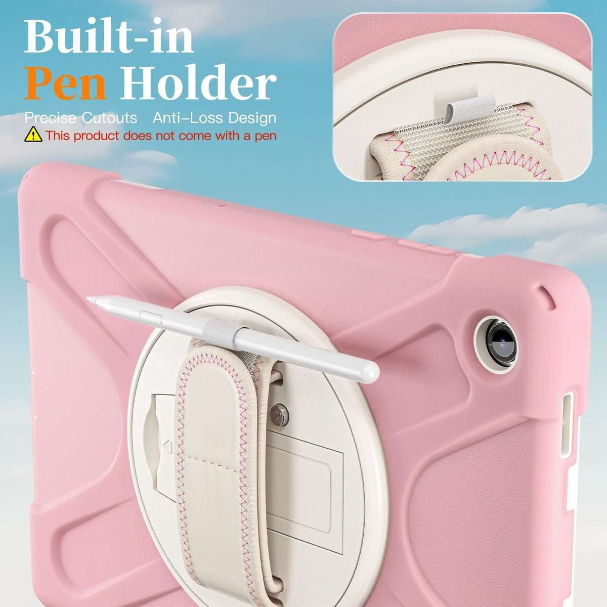For Samsung Galaxy Tab A11+ Rotatable Holder Silicone Hybrid PC Tablet Case with Should ... (Pink)