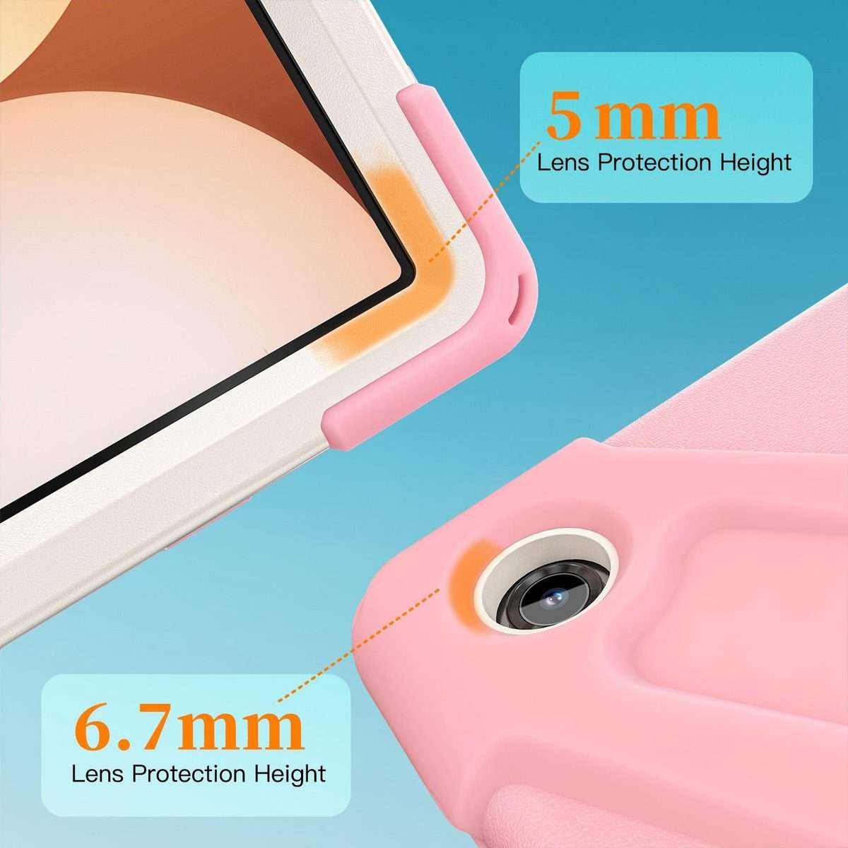 For Samsung Galaxy Tab A11+ Rotatable Holder Silicone Hybrid PC Tablet Case with Should ... (Pink)