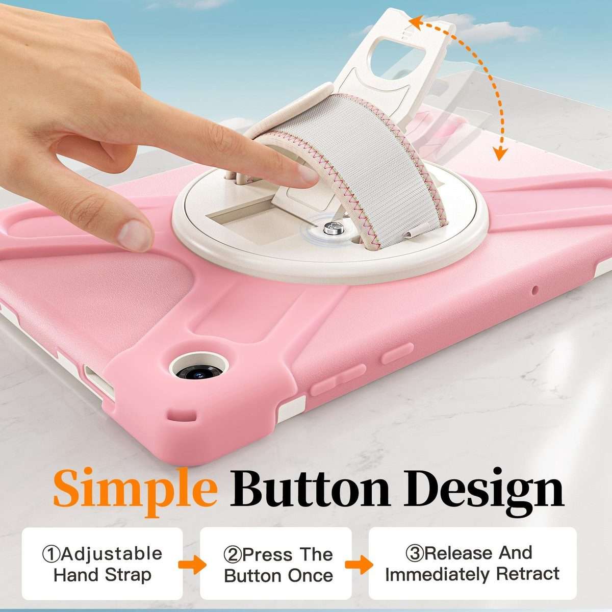 For Samsung Galaxy Tab A11+ Rotatable Holder Silicone Hybrid PC Tablet Case with Should ... (Pink)