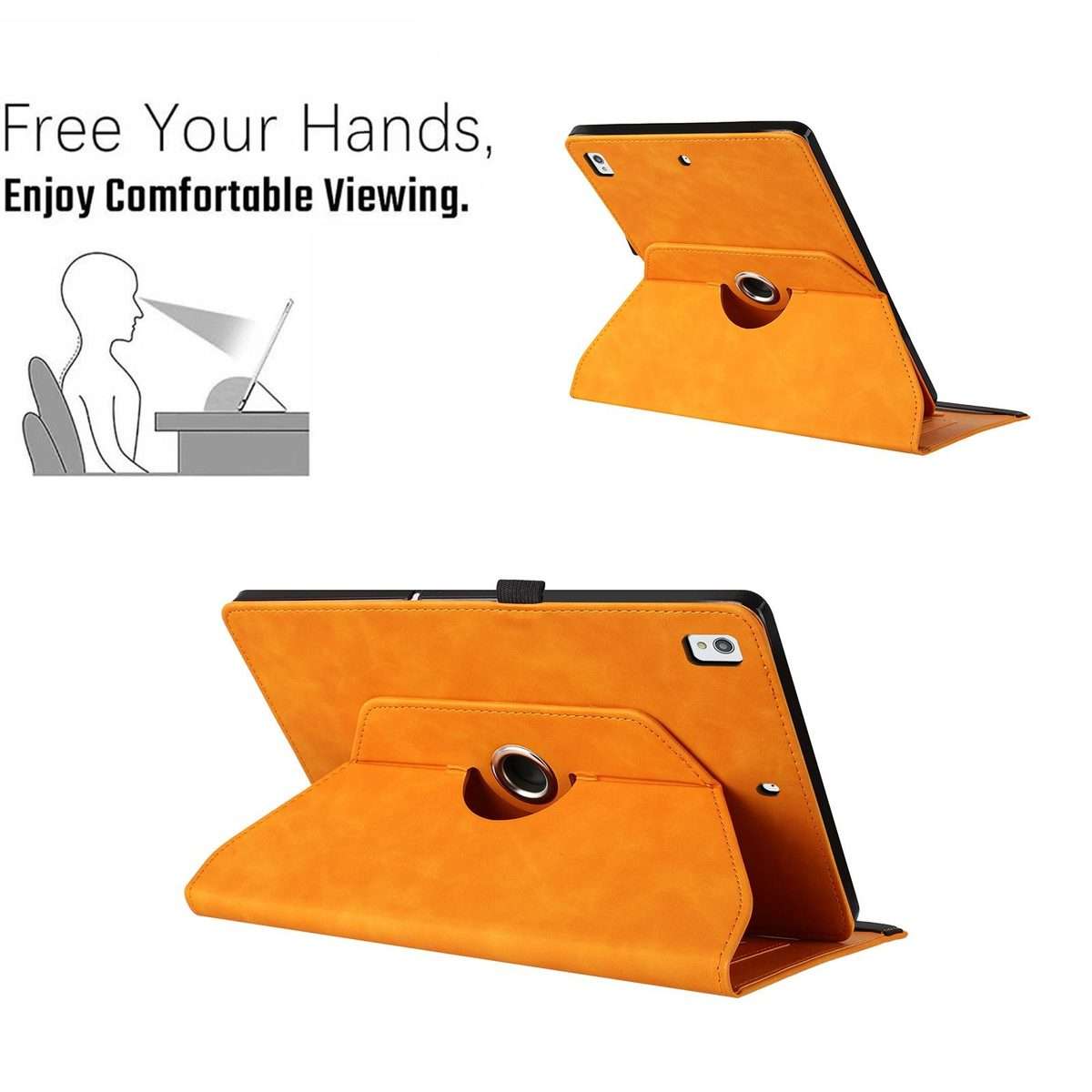 For iPad 10.2 2020 / 2019 / 10.5 2019 Smile Embossed Rotation Holder Leather Smart Tab ... (Khaki)