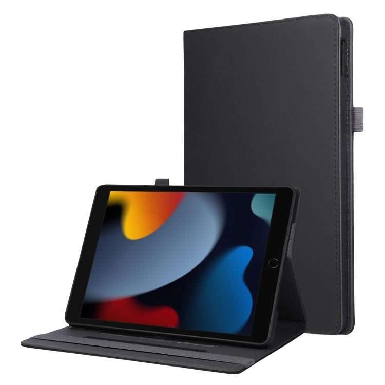 For iPad 10.2 2020 / 2019 / 10.5 2019 Macaron Color Hand Grip Leather Tablet Case with ... (Black)