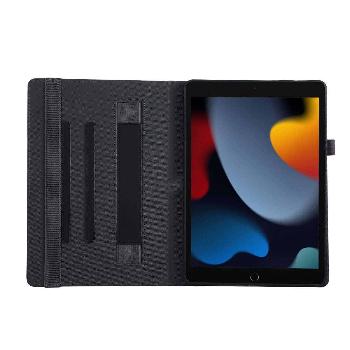 For iPad 10.2 2020 / 2019 / 10.5 2019 Macaron Color Hand Grip Leather Tablet Case with ... (Black)