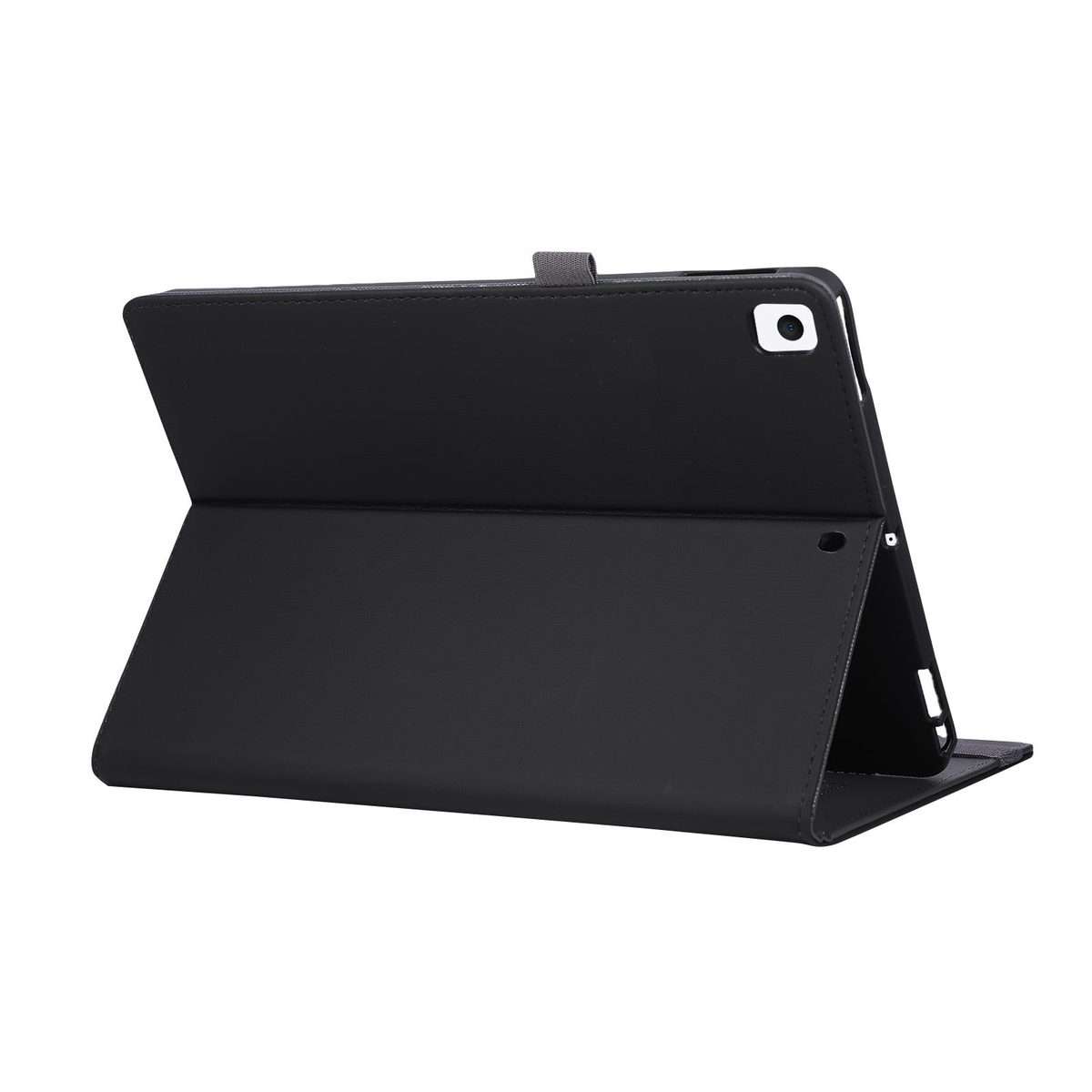 For iPad 10.2 2020 / 2019 / 10.5 2019 Macaron Color Hand Grip Leather Tablet Case with ... (Black)