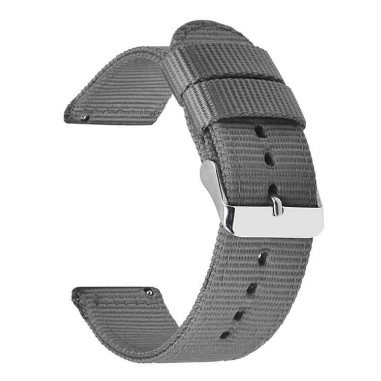 20mm Stainless Steel Pin Buckle Solid Color Nylon Canvas Watch Band(Grey)