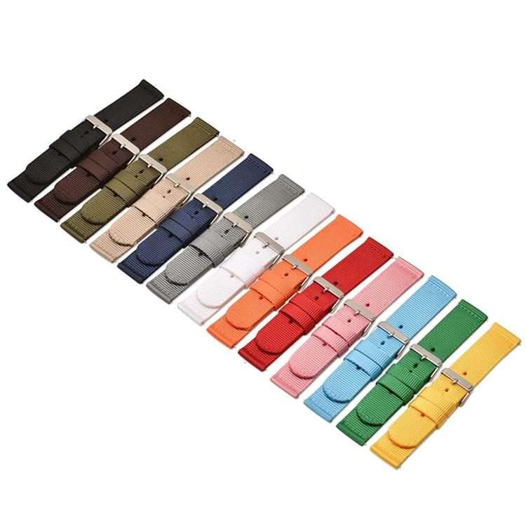 22mm Stainless Steel Pin Buckle Solid Color Nylon Canvas Watch Band(Black)