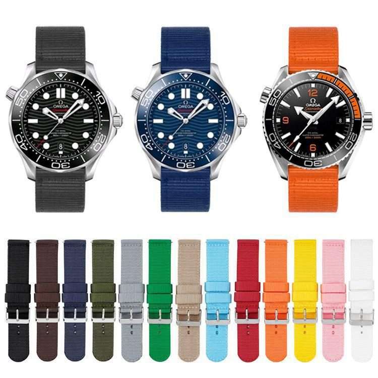 22mm Stainless Steel Pin Buckle Solid Color Nylon Canvas Watch Band(Grey)