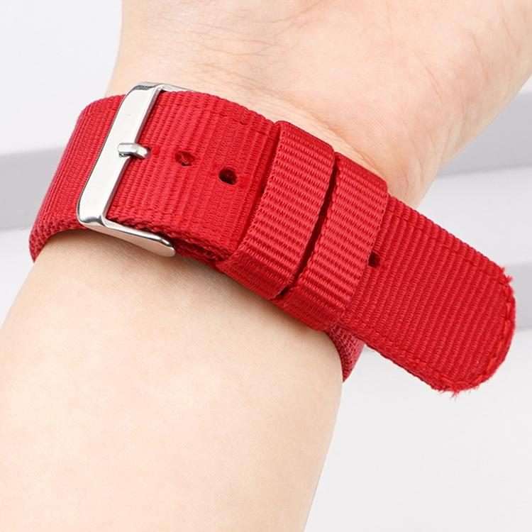 22mm Stainless Steel Pin Buckle Solid Color Nylon Canvas Watch Band(Grey)