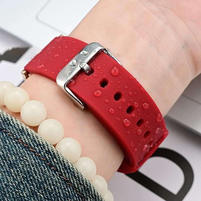 20mm Stainless Steel Silver Pin Buckle Solid Color Silicone Waterproof Watch Band(Yellow)