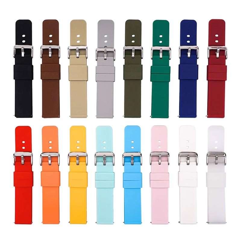 20mm Stainless Steel Silver Pin Buckle Solid Color Silicone Waterproof Watch Band(Light Blue)
