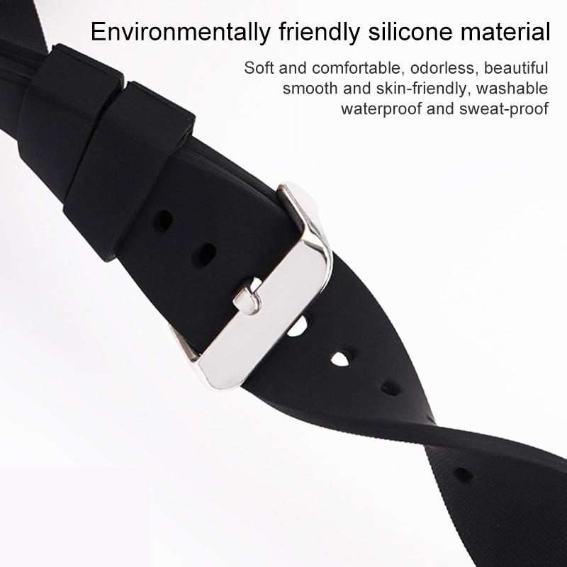 20mm Stainless Steel Silver Pin Buckle Solid Color Silicone Waterproof Watch Band(Light Blue)
