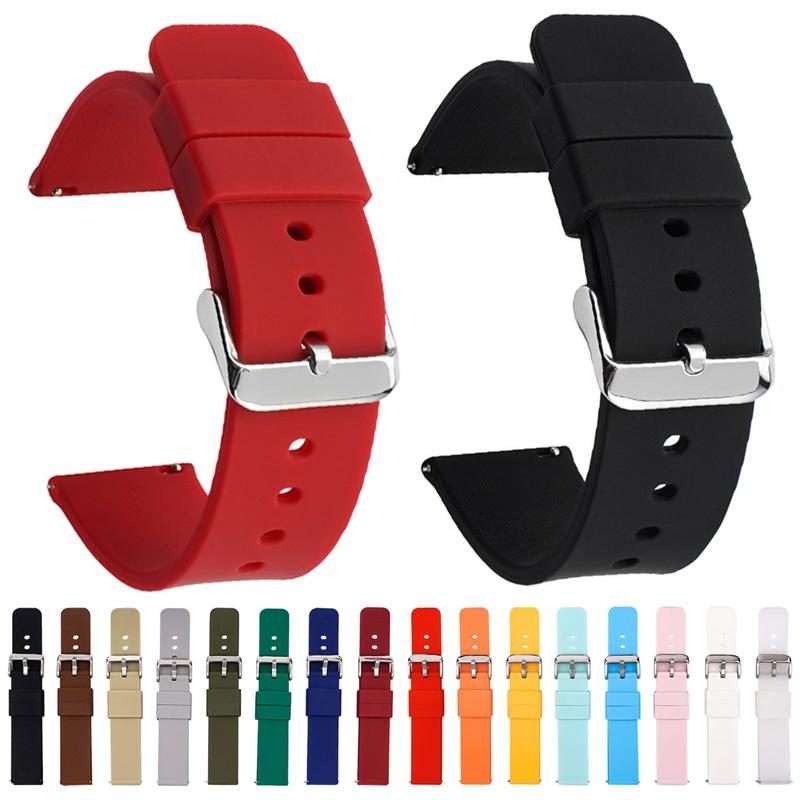 22mm Stainless Steel Silver Pin Buckle Solid Color Silicone Waterproof Watch Band(Beige)