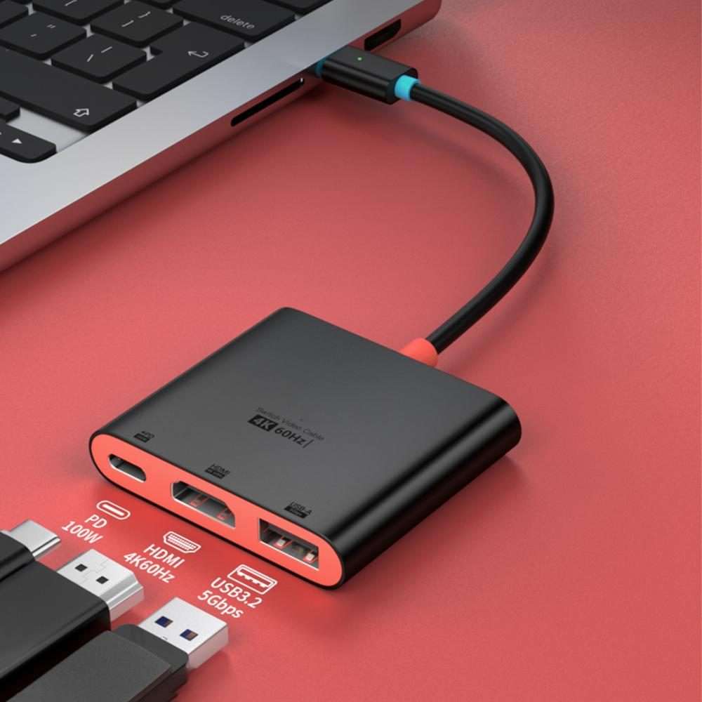 For Nintendo Switch 3 in 1 Type-C to HDMI + USB 3.0 + Type-C PD Charging Port Desktop Docking Stat