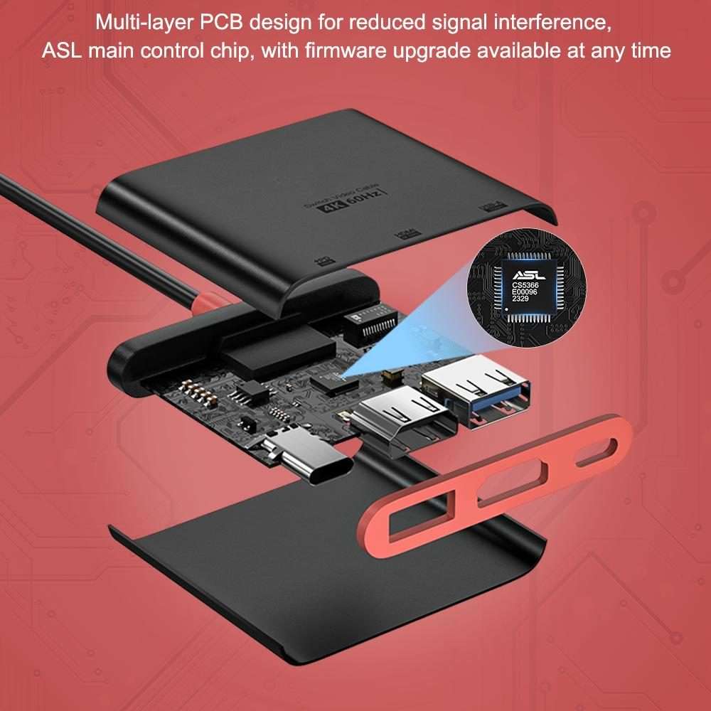 For Nintendo Switch 3 in 1 Type-C to HDMI + USB 3.0 + Type-C PD Charging Port Desktop Docking Stat