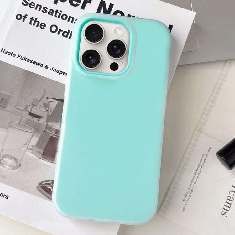 For iPhone 15 Pro Max Jelly Color Matte Feel PC Hybrid TPU Phone Case(Mint Green)