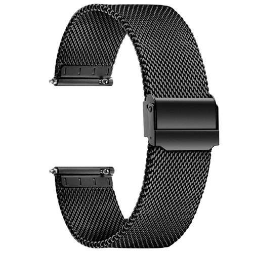 22mm Milanese Buckle Stainless Steel Watch Band(Black)