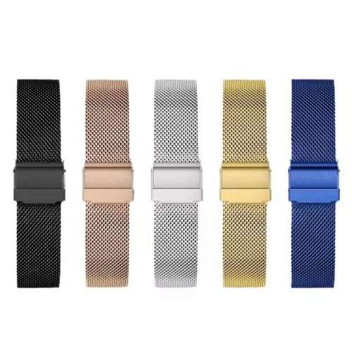 22mm Milanese Buckle Stainless Steel Watch Band(Black)