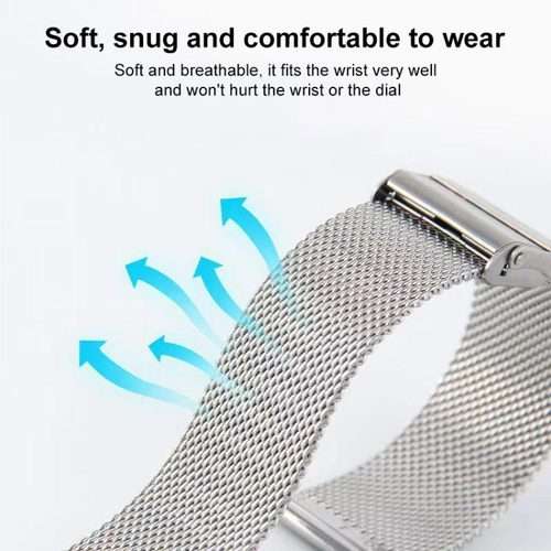 22mm Milanese Buckle Stainless Steel Watch Band(Black)