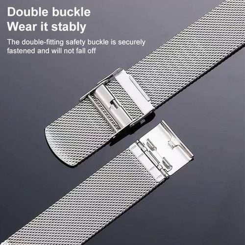 22mm Milanese Buckle Stainless Steel Watch Band(Black)