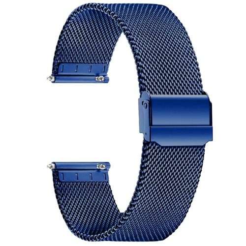 22mm Milanese Buckle Stainless Steel Watch Band(Dark Blue)