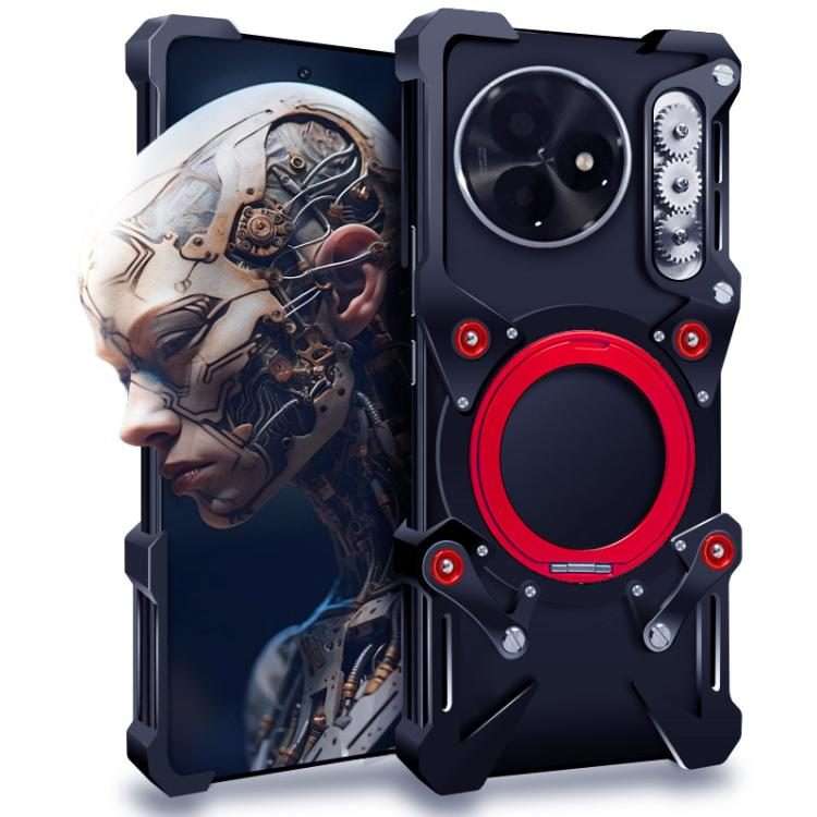 For Redmi K80 Ultra Rotating Bracket Hollow Metal Phone Case with Lanyard(Black)