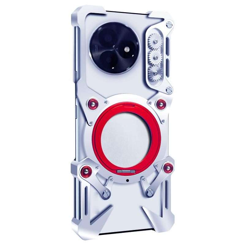For Redmi K80 Ultra Rotating Bracket Hollow Metal Phone Case with Lanyard(Silver)
