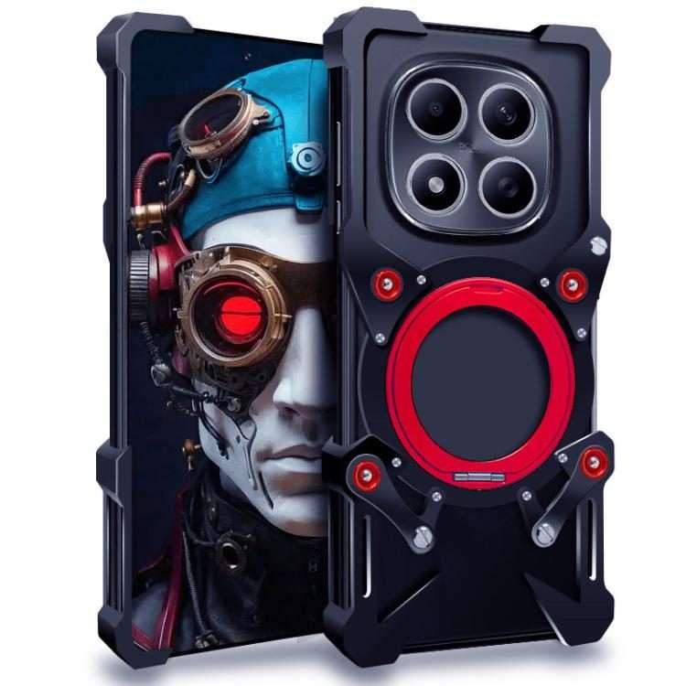 For Redmi Note 15 Pro 5G Global 163.6mm Rotating Bracket Hollow Metal Phone Case with ... (Black)