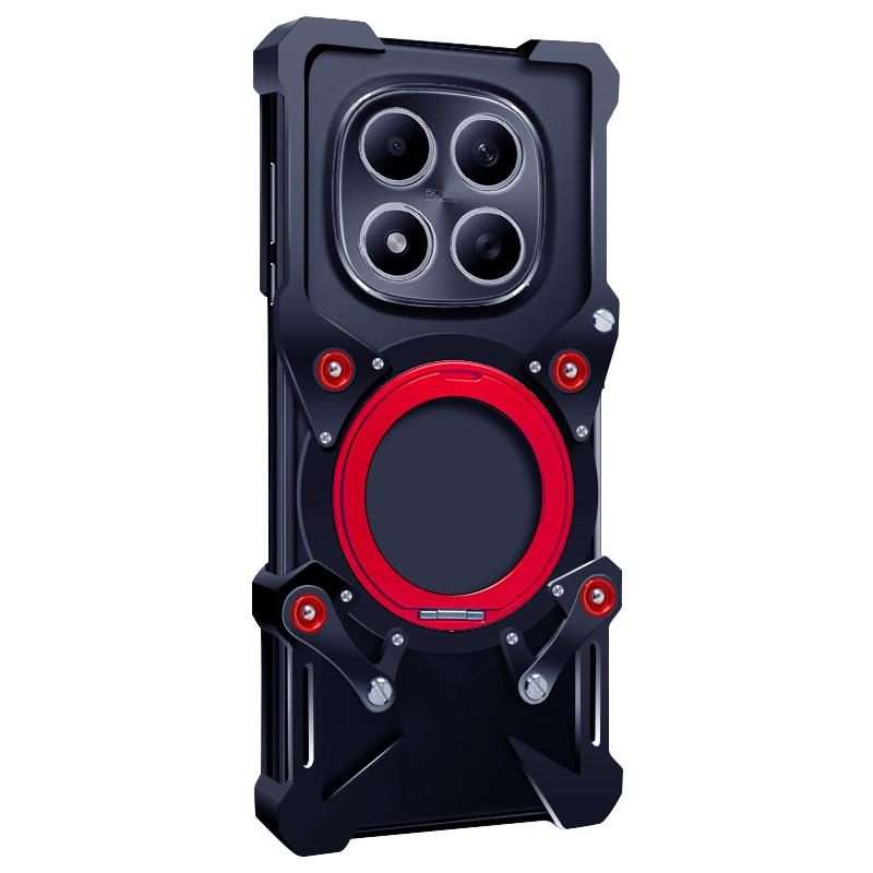 For Redmi Note 15 Pro 5G Global 163.6mm Rotating Bracket Hollow Metal Phone Case with ... (Black)