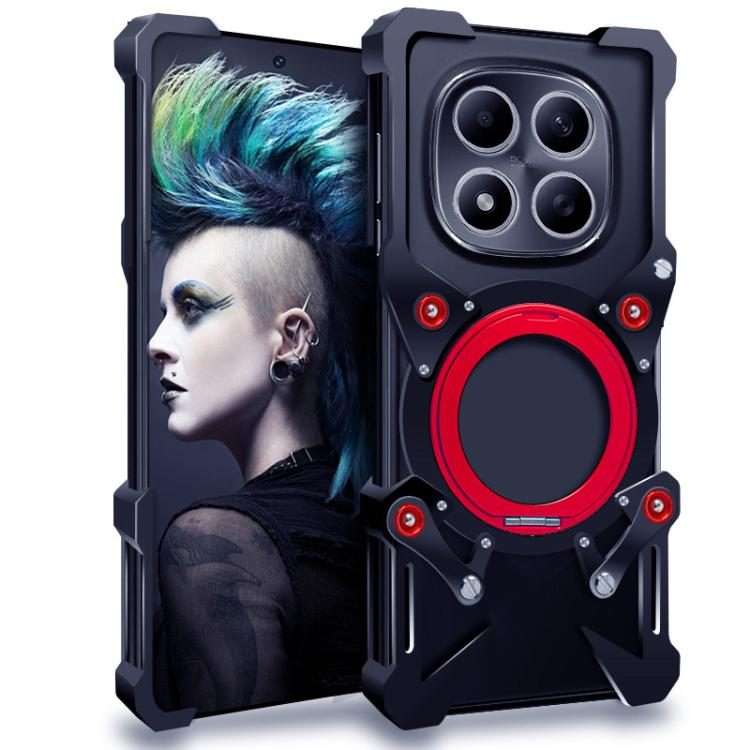 For Redmi Note 15 Pro+ 5G Global 163.3mm Rotating Bracket Hollow Metal Phone Case with ... (Black)