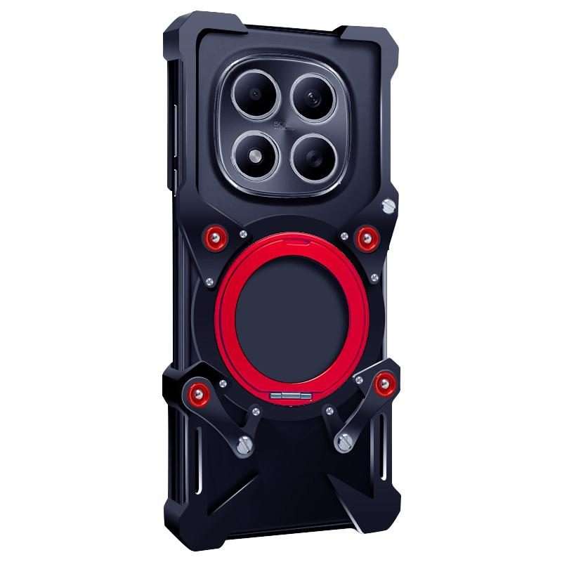 For Redmi Note 15 Pro+ 5G Global 163.3mm Rotating Bracket Hollow Metal Phone Case with ... (Black)