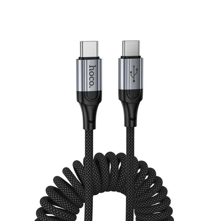 hoco X121 Nuevo 60W Fast Charging Type-C to Type-C Spring Braided Data Cable(Black)