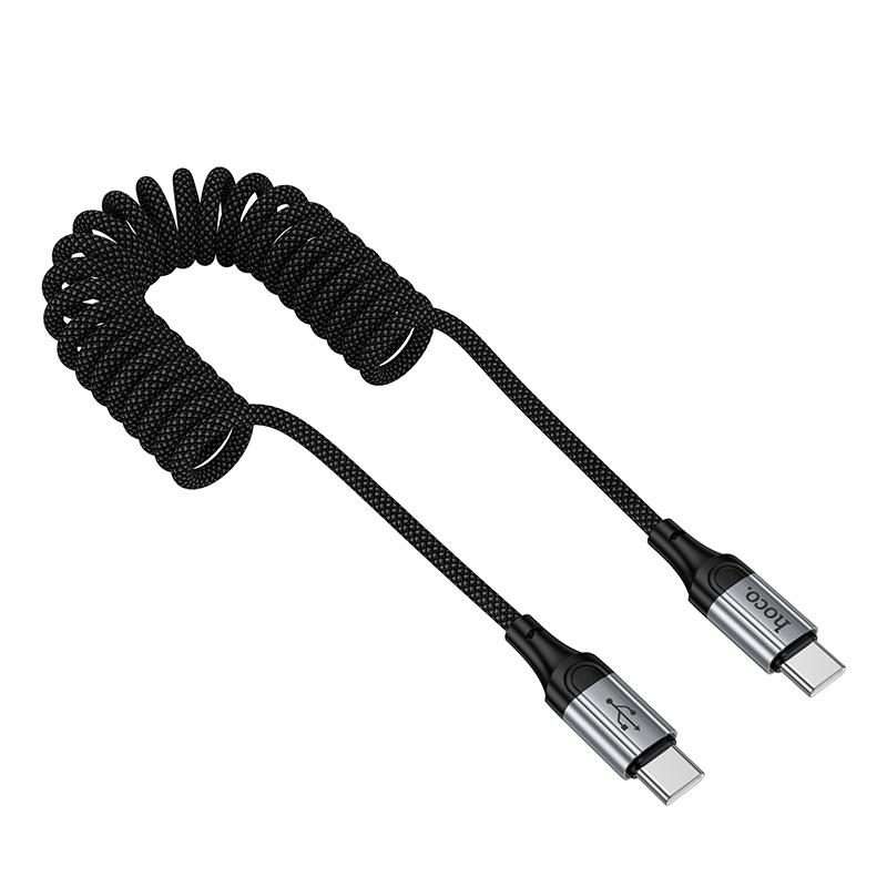 hoco X121 Nuevo 60W Fast Charging Type-C to Type-C Spring Braided Data Cable(Black)
