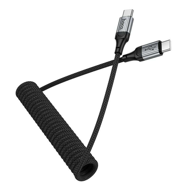 hoco X121 Nuevo 60W Fast Charging Type-C to Type-C Spring Braided Data Cable(Black)