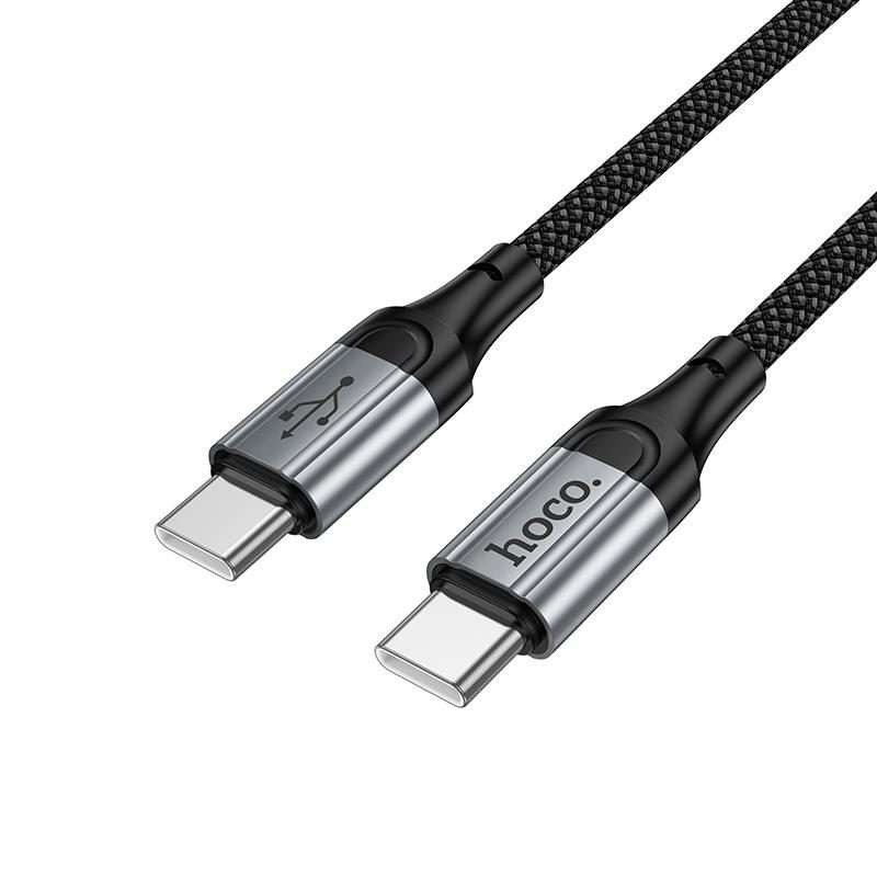 hoco X121 Nuevo 60W Fast Charging Type-C to Type-C Spring Braided Data Cable(Black)