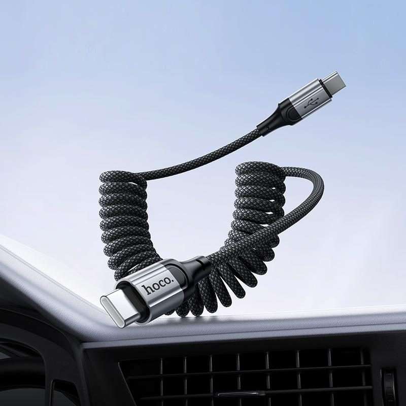 hoco X121 Nuevo 60W Fast Charging Type-C to Type-C Spring Braided Data Cable(Black)
