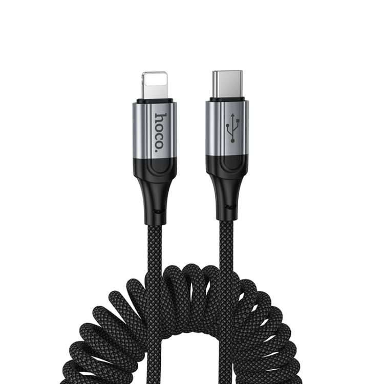 hoco X121 Nuevo PD27W Fast Charging Type-C to 8 Pin Spring Braided Data Cable(Black)