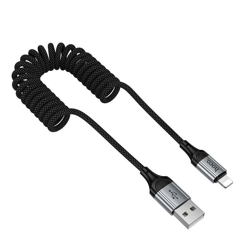 hoco X121 Nuevo Charging USB-A to 8 Pin Spring Braided Data Cable(Black)