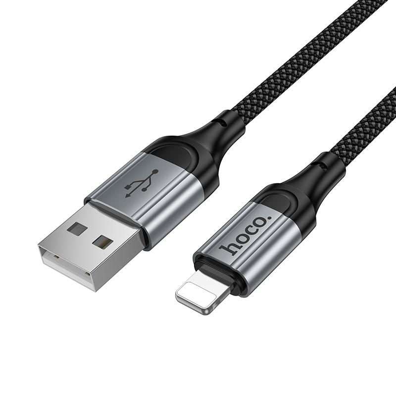 hoco X121 Nuevo Charging USB-A to 8 Pin Spring Braided Data Cable(Black)